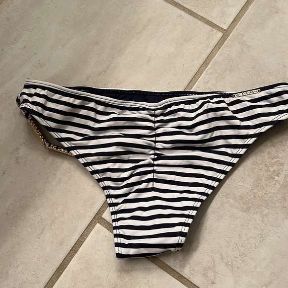 SOL & Energia cheeky swim bottom navy stripe gold belt small - Picture 5 of 8